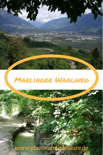 zwei Eindrücke vom Wandern auf dem Marlinger Waalweg