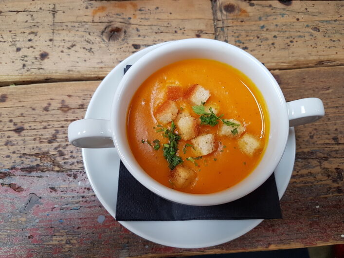 Kürbissuppe in der Braugaststätte der Union Brauerei