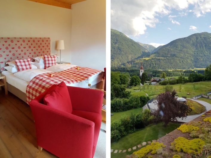 Zimmer und Ausblick im Biohotel daberer in Kärnten