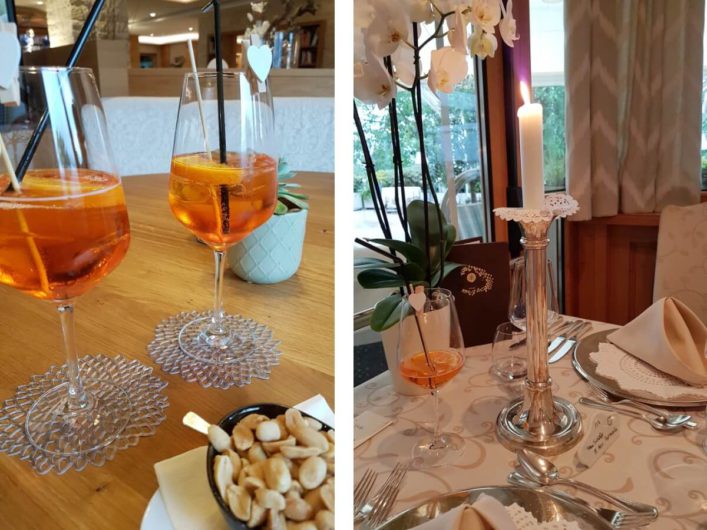 Aperol Spritz an der Hotelbar und beim Dinner im Wellnesshotel Sonnbichl in Dorf Tirol