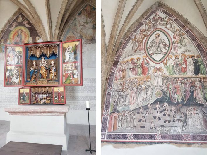 Fresko und Flügelalter in der St.-Magdalenen-Kapelle in Hall