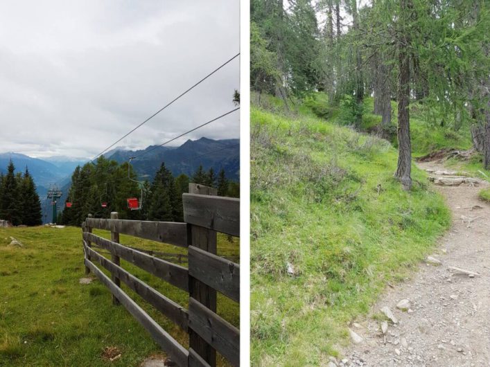 Sessellift Grube und Weg hinauf zur Stafellalm