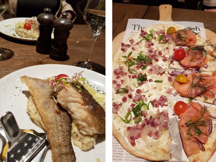 Dorsch und Flammkuchen im Restaurant Weineck