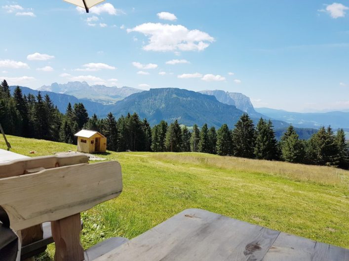 Blick Richtung Dolomiten von der Wiese vor der Ramitzler Schwaige