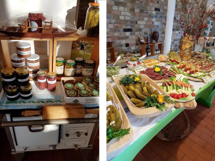 Buffet mit Spreewald-Spezialitäten bei der Spreewald-Christl