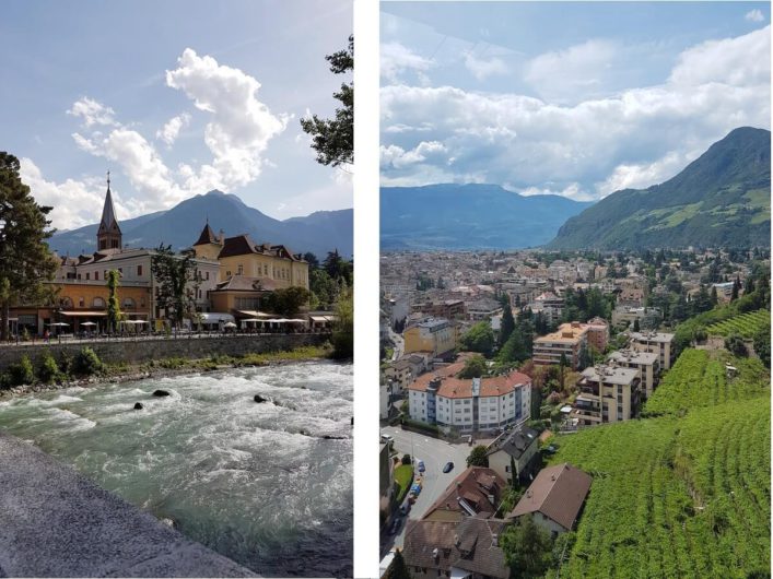 Blick auf Meran und Bozen