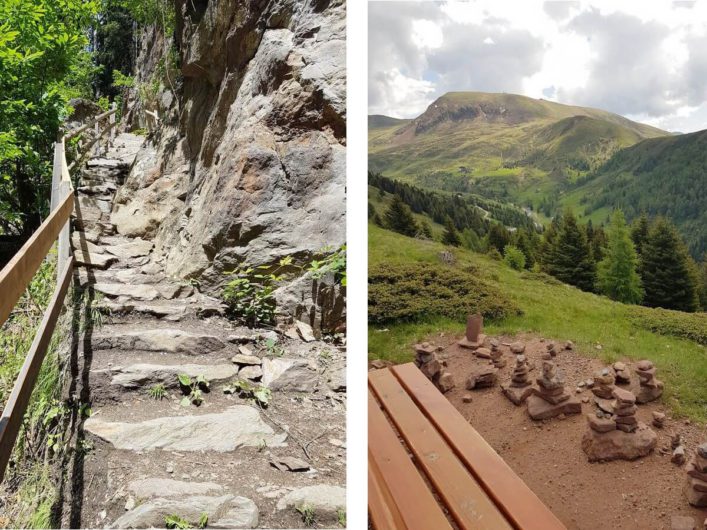 wandern auf dem Schenner Waalweg über die Katzenleiter und auf Meran 2000