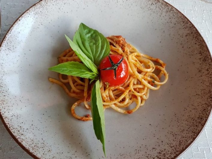 Spaghetti als erster Ganz beim Dinner im Hotel Gnollhof