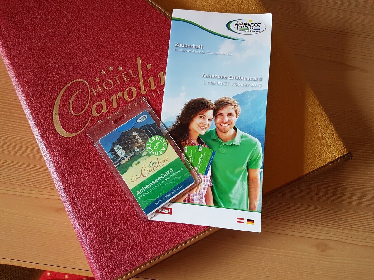 Achensee Erlebniscard mit Informationsmaterial und Hotelinfomappe