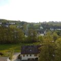 Blick über die dörfliche Idylle von Hallenberg im Sauerland mit ihren Fachwerkhäusern und Bäumen.