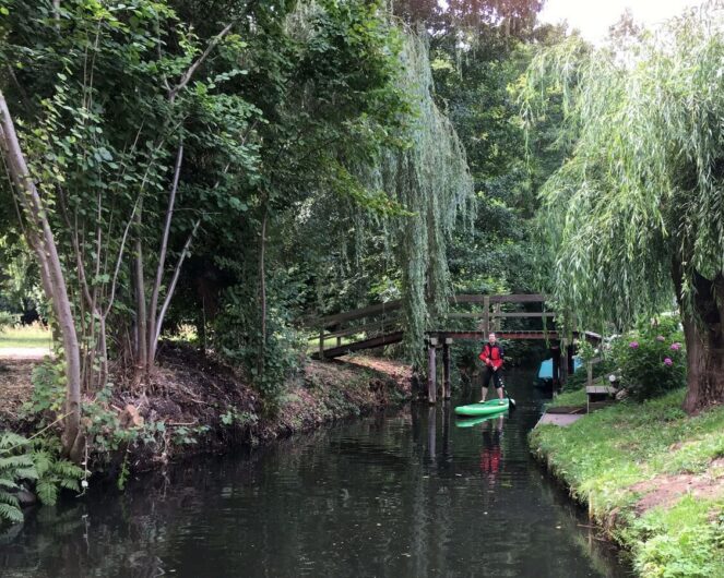 Martina beim Standup Paddling im Spreewald