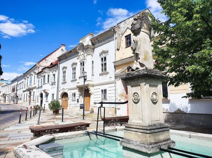 Häuserzeile und Brunnen in Eisenstadt