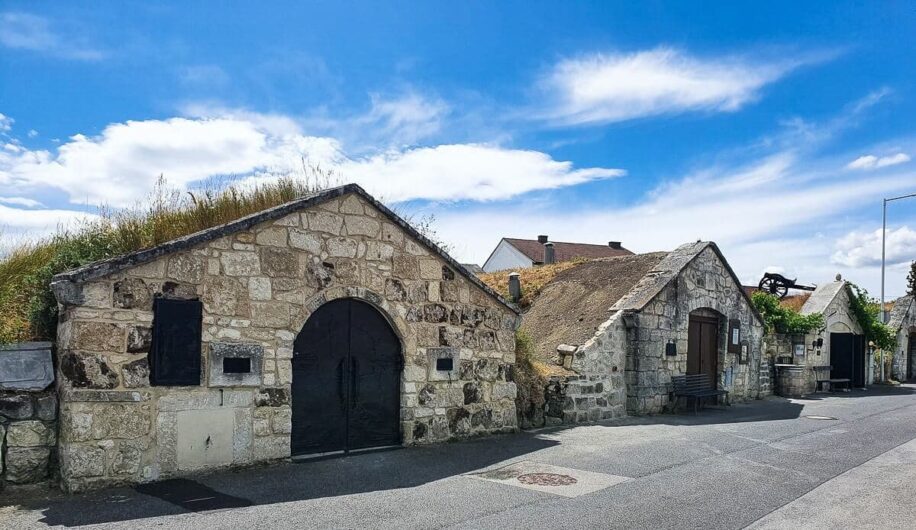 Blick über die Häuser der Kellergasse von Purbach