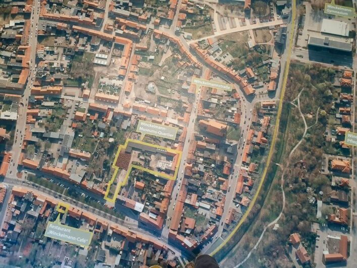 Stadtplan mit allen nach Winckelmann benannten Lokalitäten in Stendal