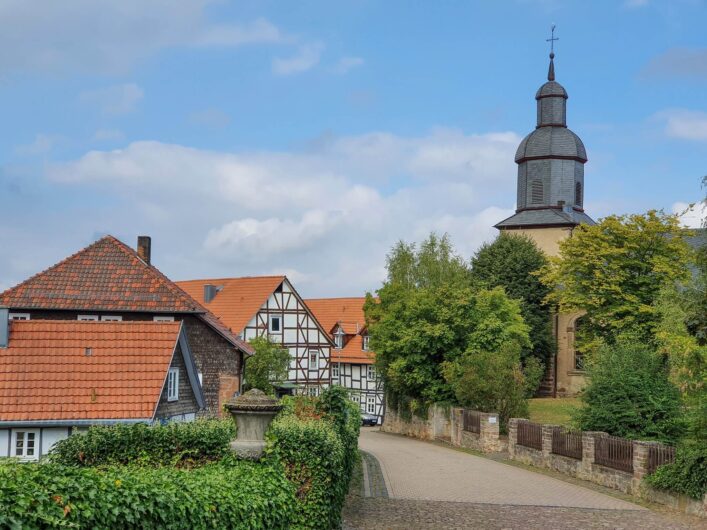 Blick auf die alten Fachwerkhäuser von Alt-Wildungen